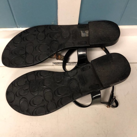 Authentic Coach Piccadilly 7 B Black Plastic Ankle Strap Flip Flop Jelly Sandals - Picture 8 of 8